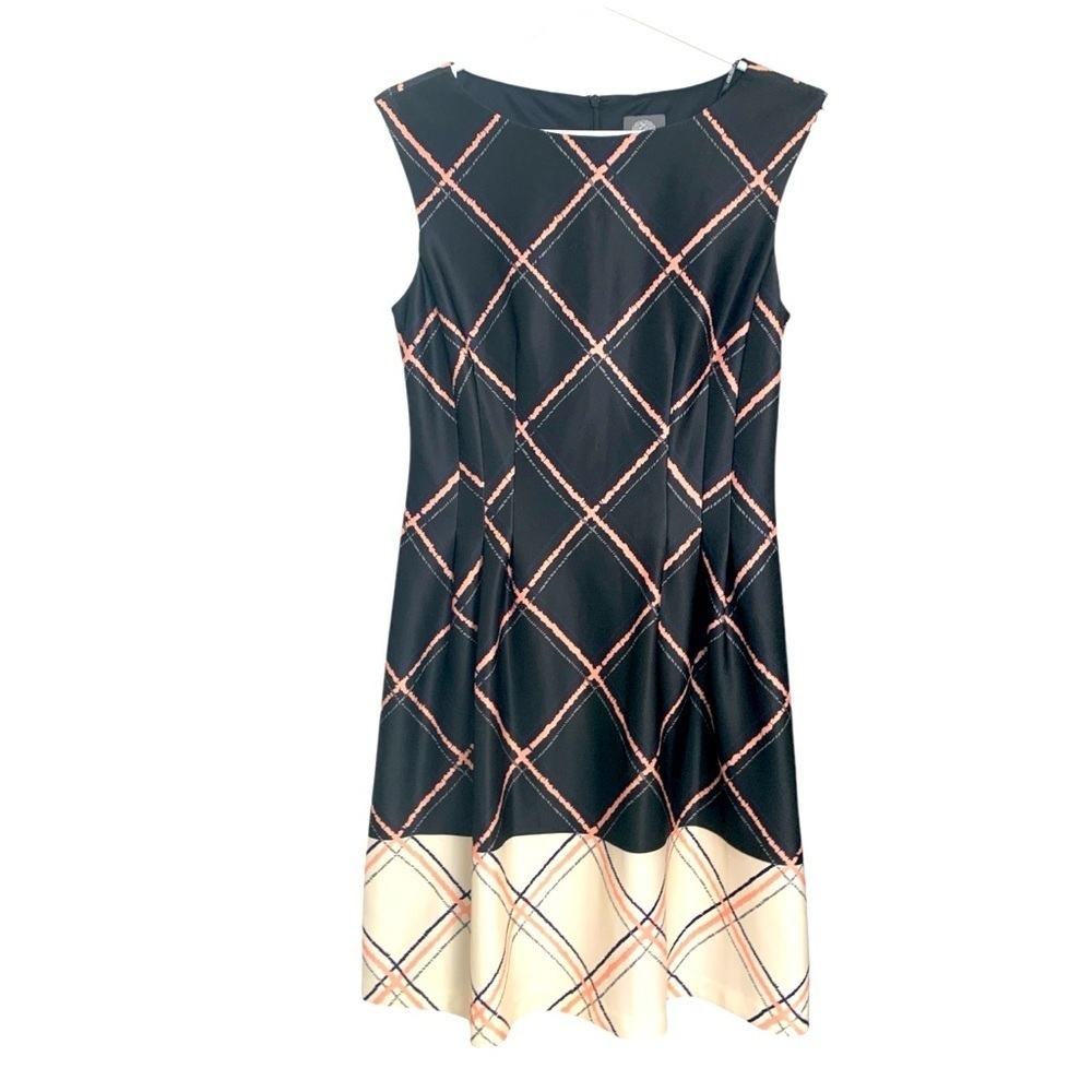 Vince Camuto Office Dress w Stretch, Slimming Pleats, Lined, Wrinkle Free